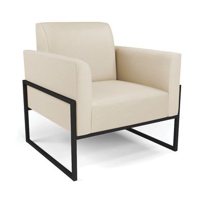 Sofá Namoradeira Com 2 Poltronas Base Industrial Alta Preto Marisa Corino Bege D03 - D\'rossi
