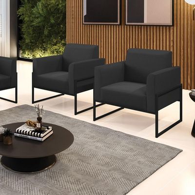 Kit 2 Poltronas Base Industrial Alta Preto Marisa Corino D03 - D\'rossi Cor Preto