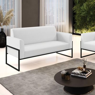 Sofá Namoradeira Base Industrial Alta Preto Marisa Corino D03 - D\'rossi Cor Branco