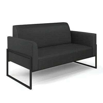 Sofá Namoradeira Com Poltrona Base Industrial Alta Preto Marisa Corino D03 - D\'rossi Cor Preto