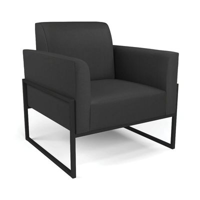 Sofá Namoradeira Com Poltrona Base Industrial Alta Preto Marisa Corino D03 - D\'rossi Cor Preto