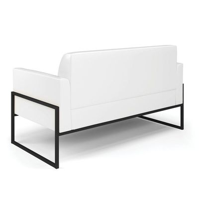 Sofá Namoradeira Com 2 Poltronas Base Industrial Alta Preto Marisa Corano Branco D03 - D\'rossi
