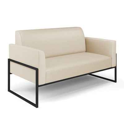 Sofá Namoradeira Com Poltrona Base Industrial Alta Preto Marisa Corino D03 - D\'rossi Cor Bege