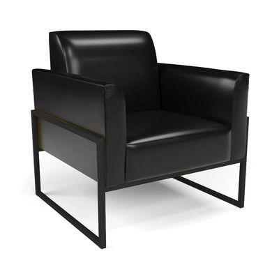 Sofá Namoradeira Com 2 Poltronas Base Industrial Alta Preto Marisa Corano D03 - D\'rossi Cor Preto