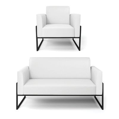 Sofá Namoradeira Com Poltrona Base Industrial Alta Preto Marisa Corino D03 - D\'rossi Cor Branco