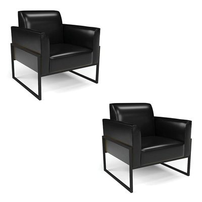 Kit 2 Poltronas Base Industrial Alta Preto Marisa Corano Preto D03 - D\'rossi