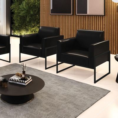 Kit 2 Poltronas Base Industrial Alta Preto Marisa Corano Preto D03 - D\'rossi