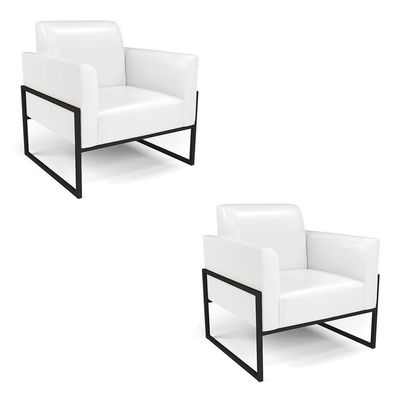 Kit 2 Poltronas Base Industrial Alta Preto Marisa Corano D03 - D\'rossi Cor Branco