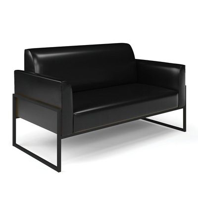 Sofá Namoradeira Com Poltrona Base Industrial Alta Preto Marisa Corano D03 - D\'rossi Cor Preto