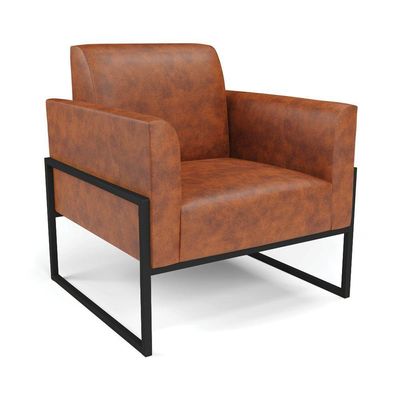 Sofá Namoradeira Com 2 Poltronas Base Industrial Alta Preto Marisa Corano D03 - D\'rossi Cor Nozes