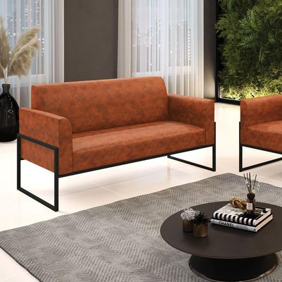 Sofá Namoradeira Base Industrial Alta Preto Marisa Corano D03 - D\'rossi Cor Nozes