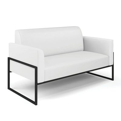 Sofá Namoradeira Com 2 Poltronas Base Industrial Alta Preto Marisa Corino D03 - D\'rossi Cor Branco