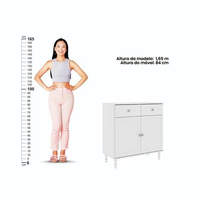 Cristaleira +aparador Ditália +kit Luz E-963-r-629 Cor:branco Branco