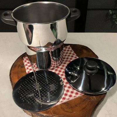 Panela Para Cuscuz Cuscuzeira Fogão De Indução Inox 3 Litros Aparelho De Cuzcuz Com Alças