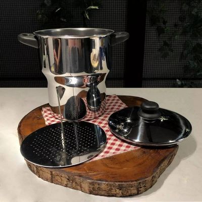 Panela Para Cuscuz Cuscuzeira Fogão De Indução Inox 3 Litros Aparelho De Cuzcuz Com Alças