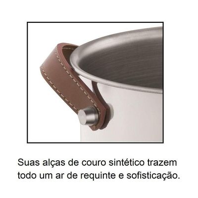 Balde De Gelo Inox Champanheira Com Alças De Couro 4,5 Litros Bar Festa Garrafas Geladas Alto Padrão
