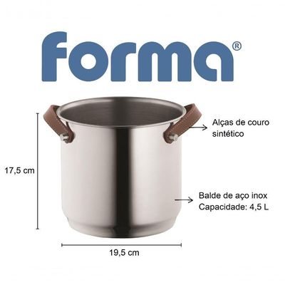 Balde De Gelo Inox Champanheira Com Alças De Couro 4,5 Litros Bar Festa Garrafas Geladas Alto Padrão