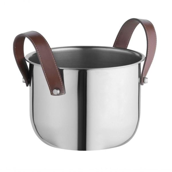 Champanheira Inox 12 Litros Grande Firenze Com Alças Couro Balde De Gelo Gigante Garrafa Champagne