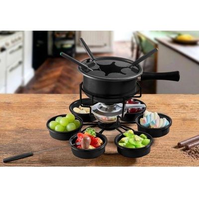 Aparelho De Fondue Antiaderente Base Giratória Carroussel 16 Peças Para Fondue De Chocolate Queijo