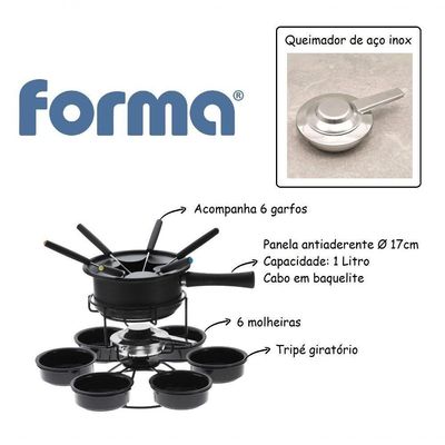 Aparelho De Fondue Antiaderente Base Giratória Carroussel 16 Peças Para Fondue De Chocolate Queijo