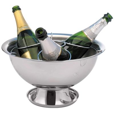 Champanheira Grande Inox 8 Litros Com Base Coletora De água Grelha Separadora Removível 5 Garrafas