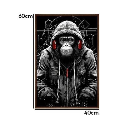 Quadro Decorativo Macaco Estiloso Moldura Cx Alta 40x60 Titulo Moldura Madeira
