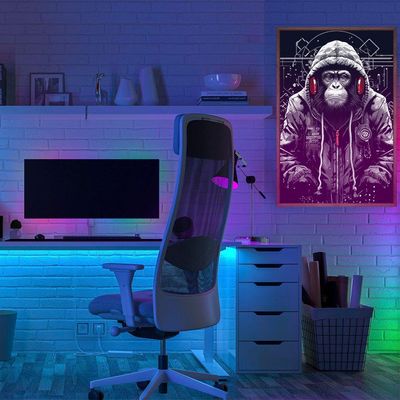 Quadro Decorativo Macaco Estiloso Moldura Cx Alta 100x66 Titulo Moldura Madeira