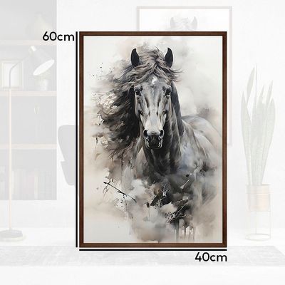 Quadro Decorativo Cavalo Aquarela Moldura Cx Alta 40x60 Titulo Moldura Madeira