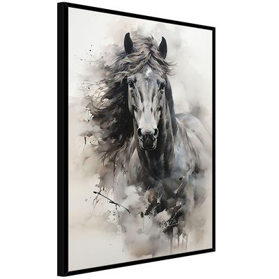 Quadro Decorativo Cavalo Aquarela Moldura Cx Alta 40x60 Titulo Moldura Preta