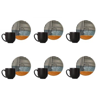 Conjunto De Xícara De Cafezinho Com Pires 06 Peças Coup Abstrata Porto Brasil