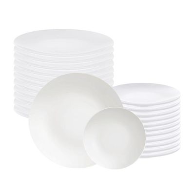 Jogo De Pratos Rasos E Sobremesa 24 Peças Leonora Em Porcelana Branco - Tramontina