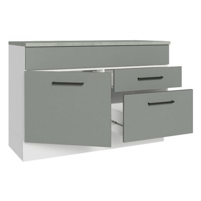 Balcão De Pia Cozinha 1 Porta E 2 Gavetas (com Tampo) Branco/cinza Agata Madesa Branco/cinza
