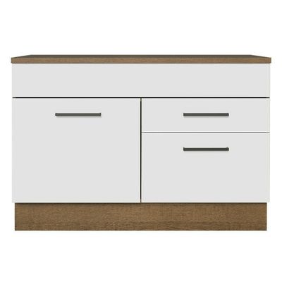 Balcão De Pia Cozinha 1 Porta E 2 Gavetas (com Tampo) Rustic/branco Agata Madesa Rustic/branco