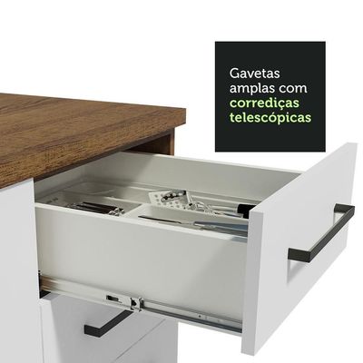 Balcão De Pia Cozinha 1 Porta E 2 Gavetas (com Tampo) Rustic/branco Agata Madesa Rustic/branco