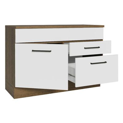 Balcão De Pia Cozinha 1 Porta E 2 Gavetas (com Tampo) Rustic/branco Agata Madesa Rustic/branco