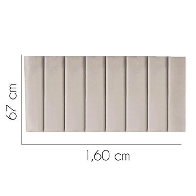 Painel Estofada Carla 160cm Queen Size Para Cama Box Quarto Suede Bege