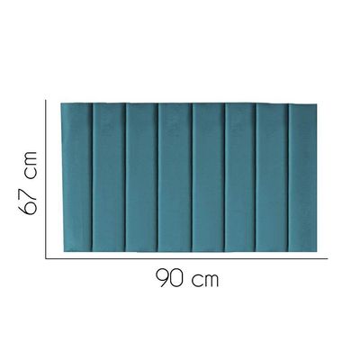 Painel Estofada Carla 90cm Solteiro Para Cama Box Quarto Suede Azul Turquesa
