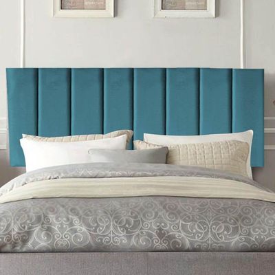 Painel Estofada Carla 90cm Solteiro Para Cama Box Quarto Suede Azul Turquesa