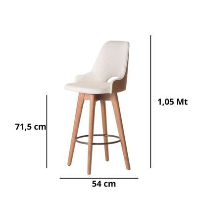 Conjunto 3 Banquetas Lary Decorativa Giratória Linha Alta-frente Linho-costas Sintético Marrom