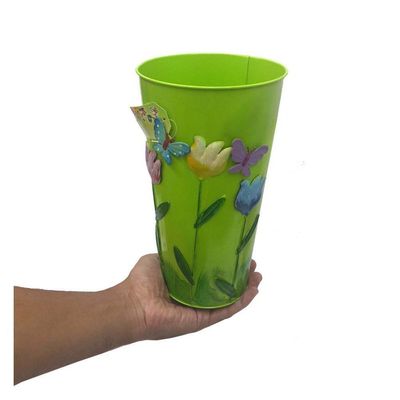 Vaso Metal Enfeite Jardim Quintal Varanda Borboleta Flor Verde (sybo-g7)