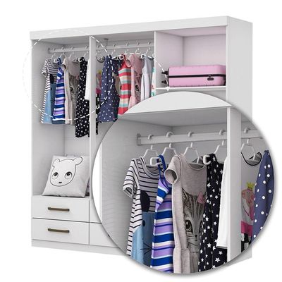 Guarda Roupa Infantil Ariel 6 Portas 6 Gavetas Branco