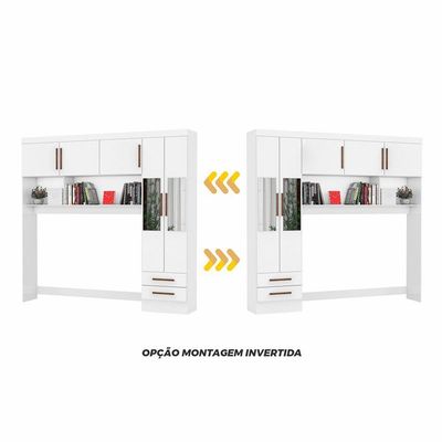 Guarda Roupa Modulado Com Cama Paris 5 Portas Com Espelho E 2 Gavetas Branco
