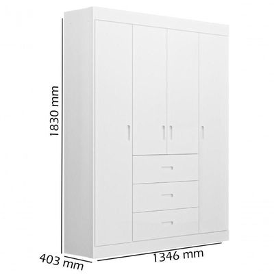 Roupeiro Livia 4 Portas 2 Gavetas Branco Móveis Canaã