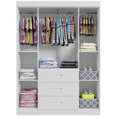 Roupeiro Livia 4 Portas 2 Gavetas Branco Móveis Canaã
