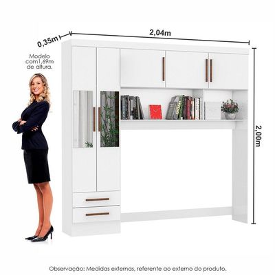 Guarda Roupa Modulado Paris 5 Portas Com Espelho E 2 Gavetas Branco