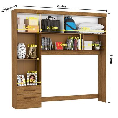 Guarda Roupa Modulado Paris 5 Portas Com Espelho E 2 Gavetas Freijó Com Off White