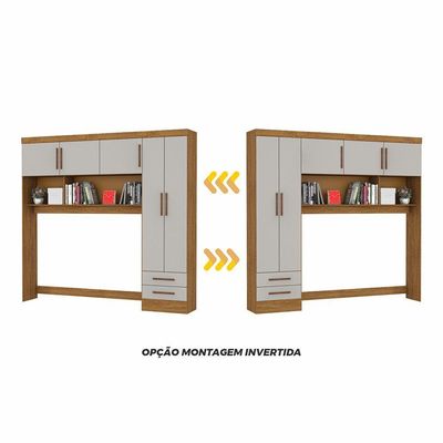 Guarda Roupa Modulado Paris 5 Portas 2 Gavetas Freijó Com Off White