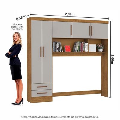 Guarda Roupa Modulado Paris 5 Portas 2 Gavetas Freijó Com Off White