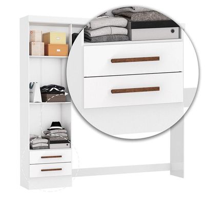 Guarda Roupa Modulado Com Cama Paris 4 Portas 2 Gavetas Branco