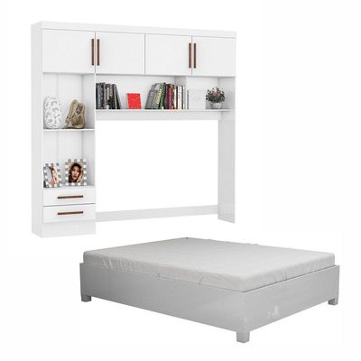 Guarda Roupa Modulado Com Cama Paris 4 Portas 2 Gavetas Branco